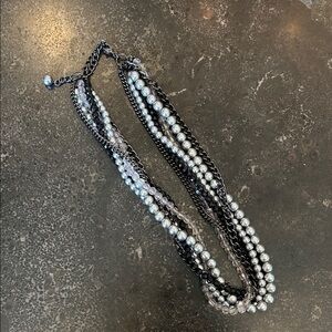 Chic Silver and Black Layered Necklace